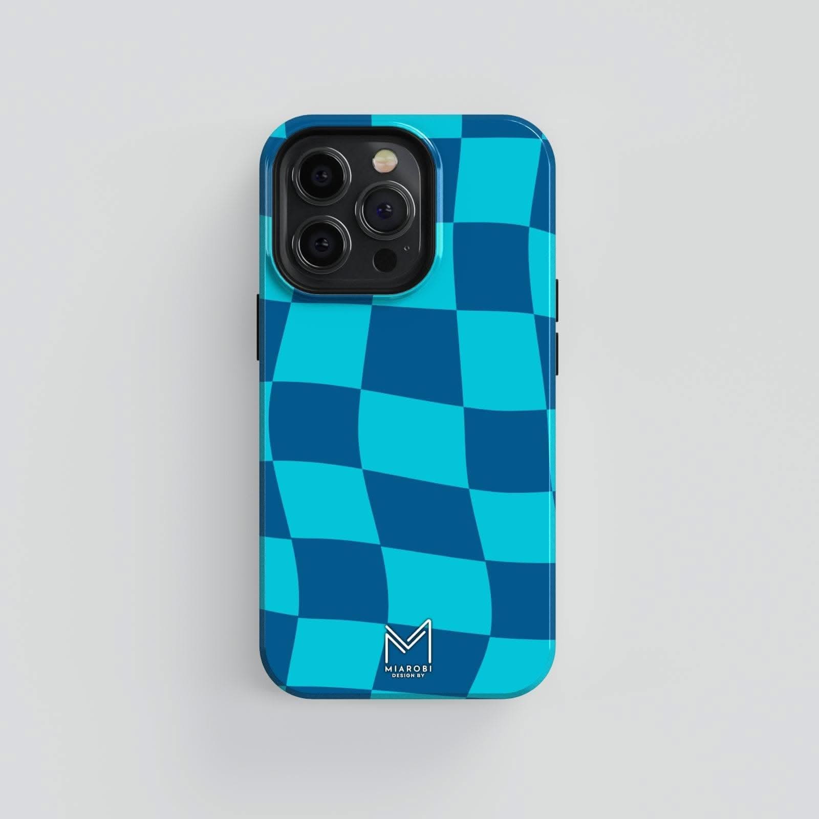 Distorted Checkers (Blue) Phone Case - Miarobi Design By