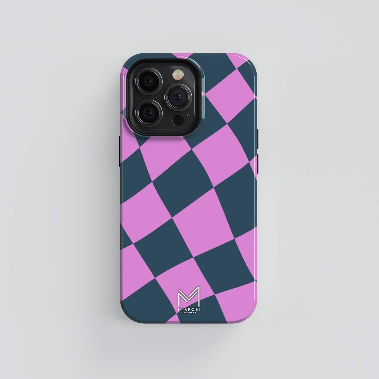 Distorted Checkers (Pink) Phone Case - Miarobi Design By