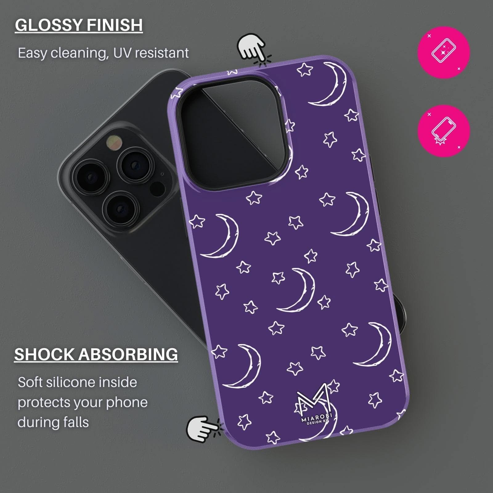 Moon & Stars (Purple) Phone Case - Miarobi Design By
