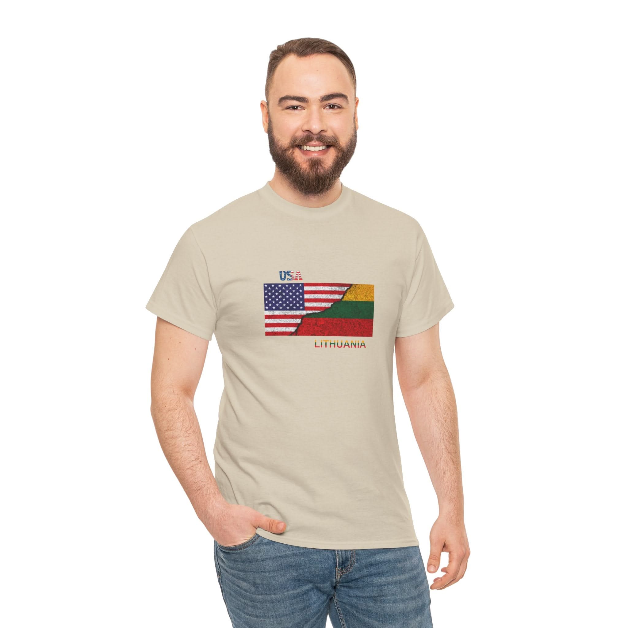 USA & Lithuania Flags - T-Shirt Unisex Heavy Cotton Tee