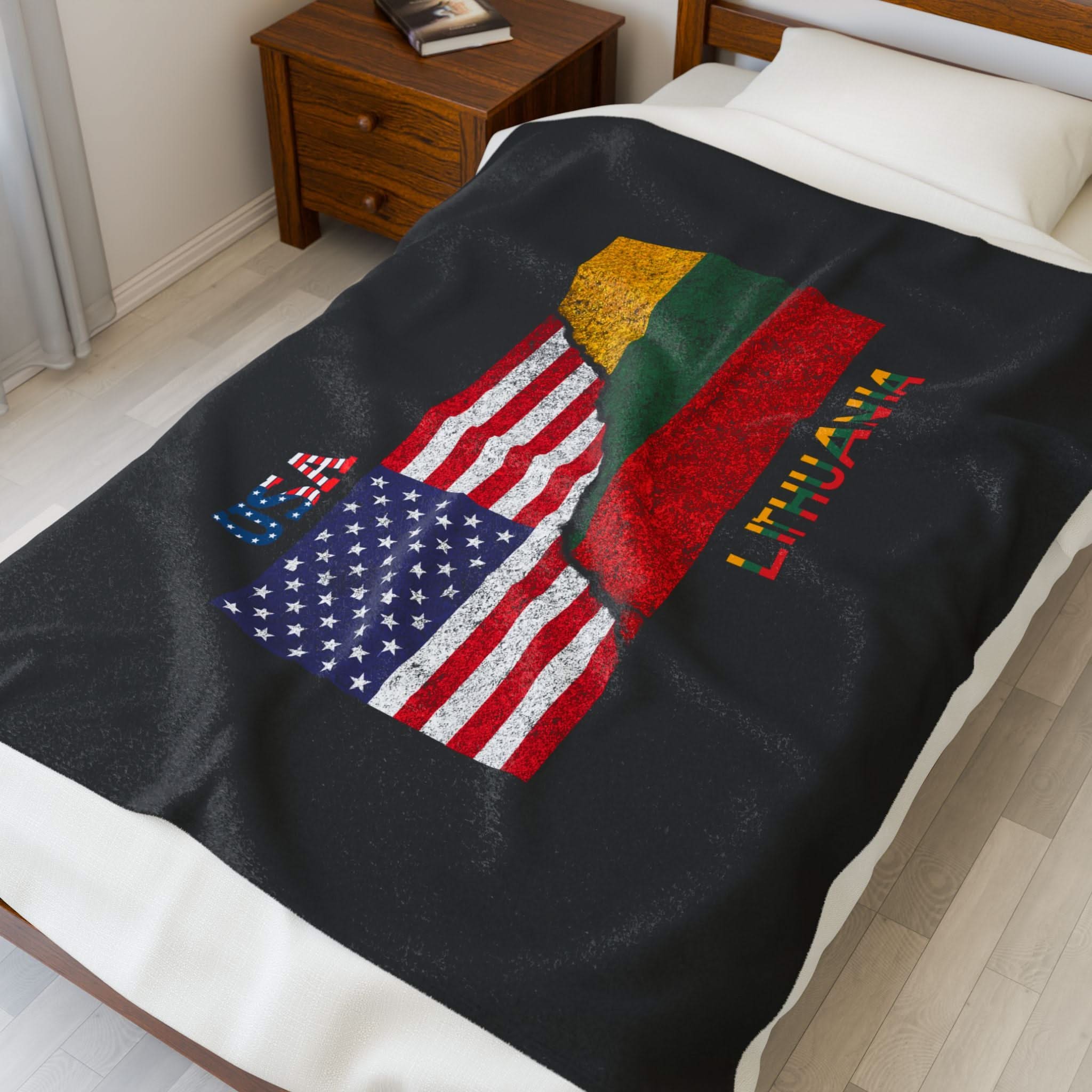 USA Lithuania Flag Velveteen Plush Blanket