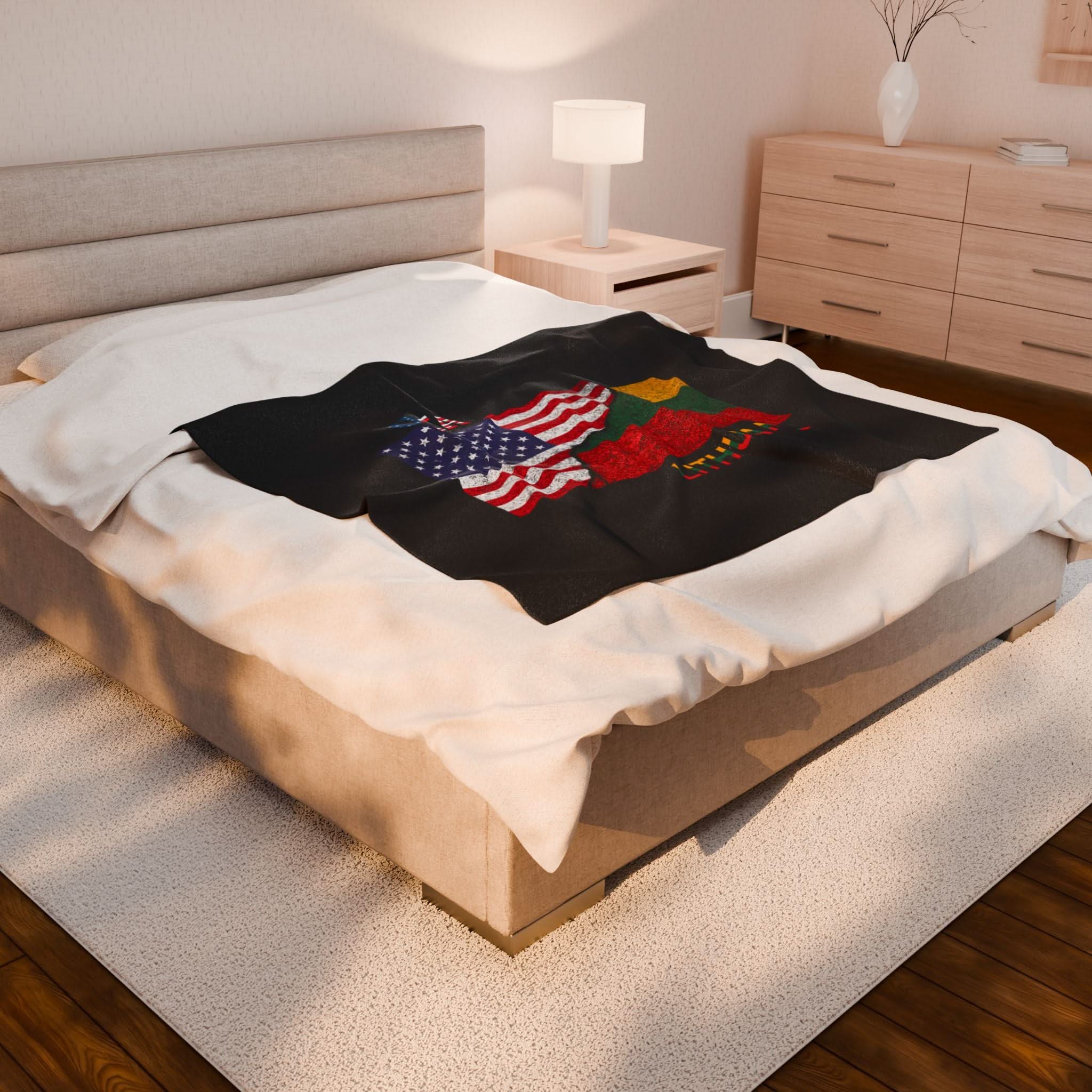 USA Lithuania Flag Velveteen Plush Blanket
