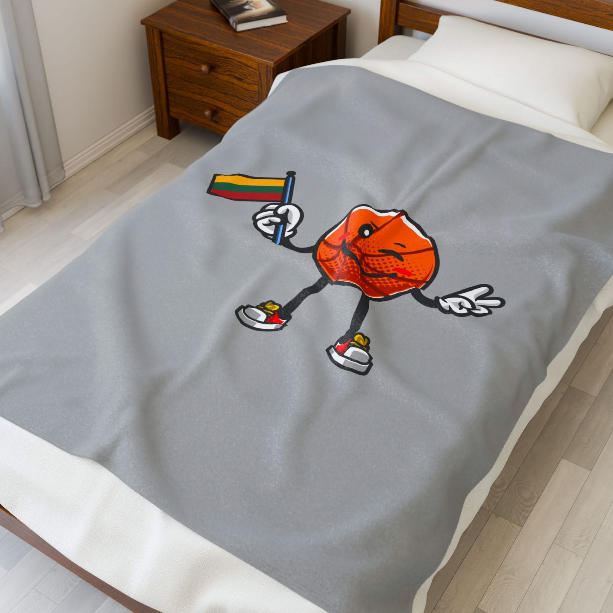 Basketball-Themed Velveteen Plush Blanket