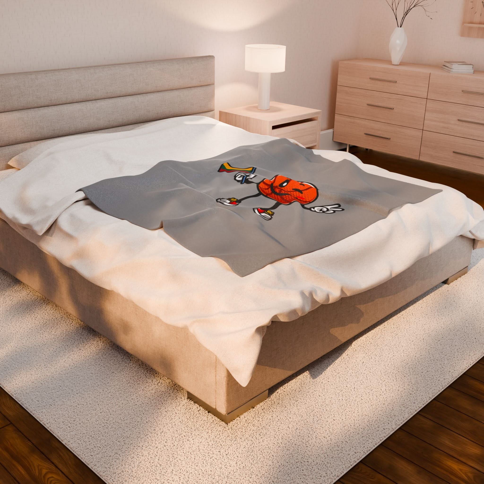 Basketball-Themed Velveteen Plush Blanket