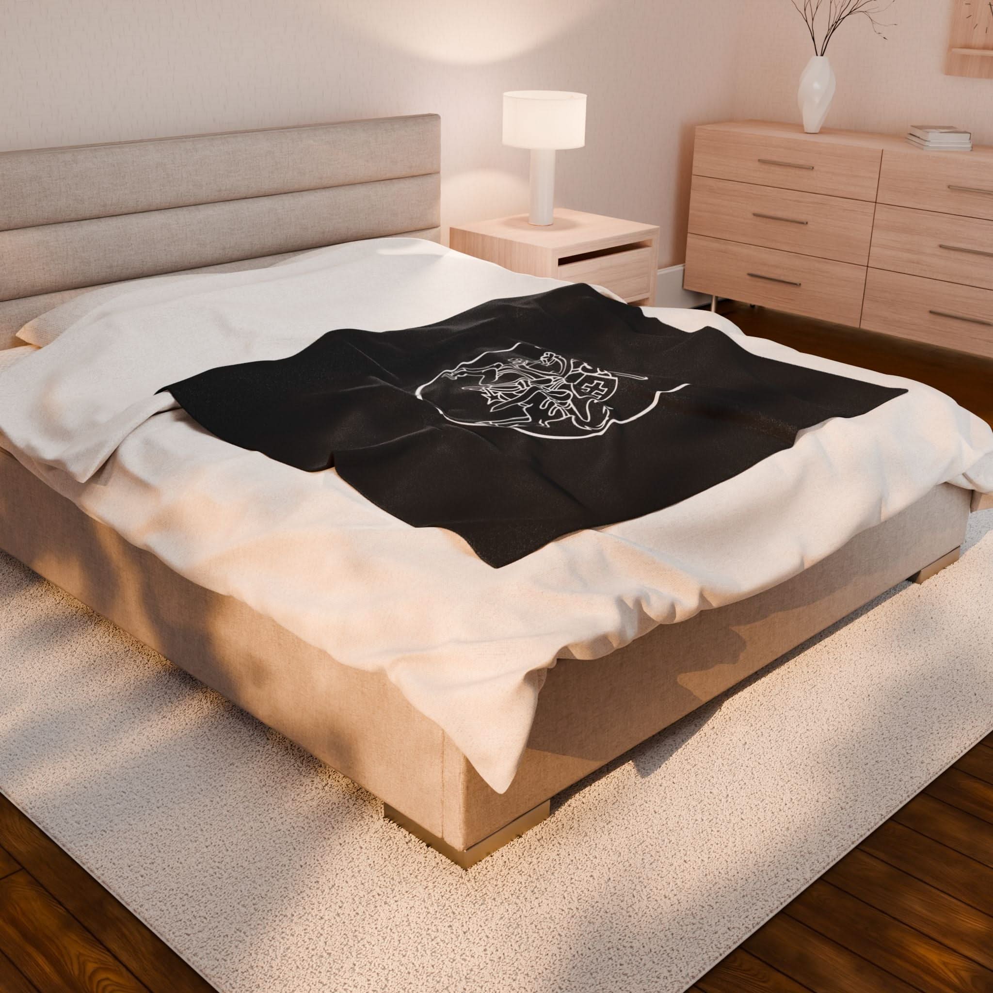 Knight on Horseback Velveteen Plush Blanket