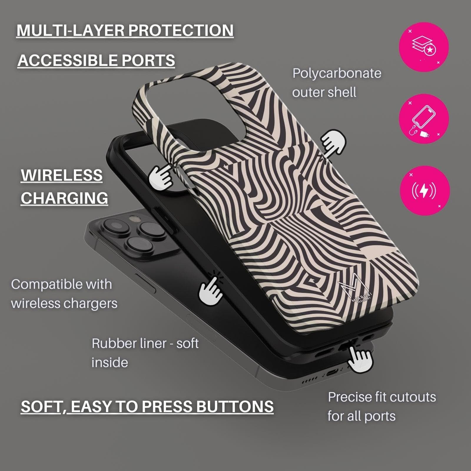 Black & White Zebra Phone Case - Miarobi Design By