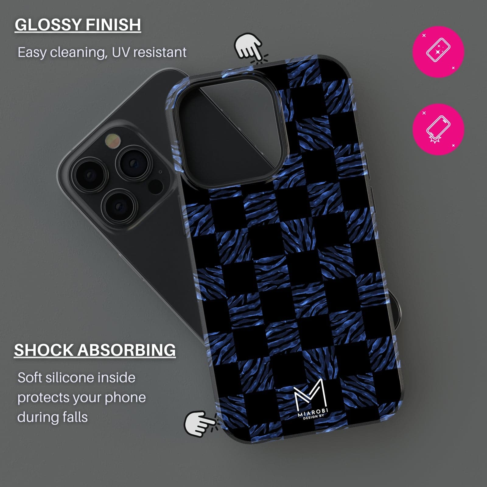 Checkered (Black & Blue) Phone Case - Miarobi Design By