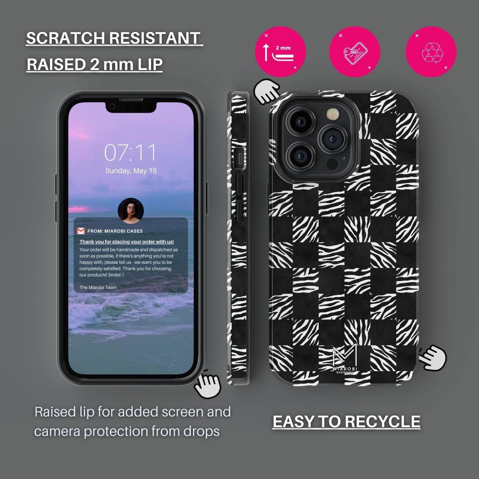 Checkered (Black & White) Phone Case - Miarobi Design By