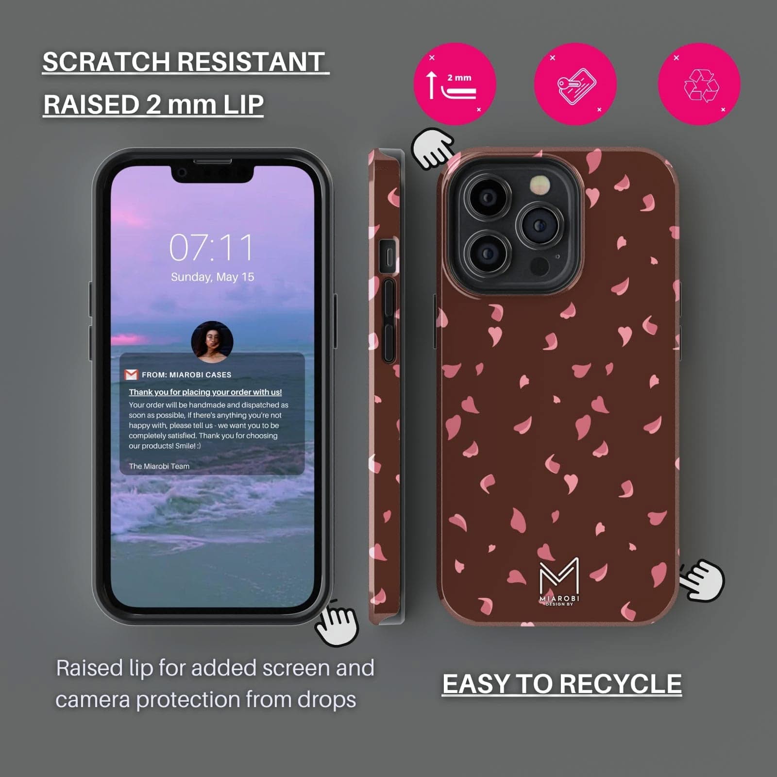 Cherry Blossom (Brown) Phone Case - Miarobi Design By