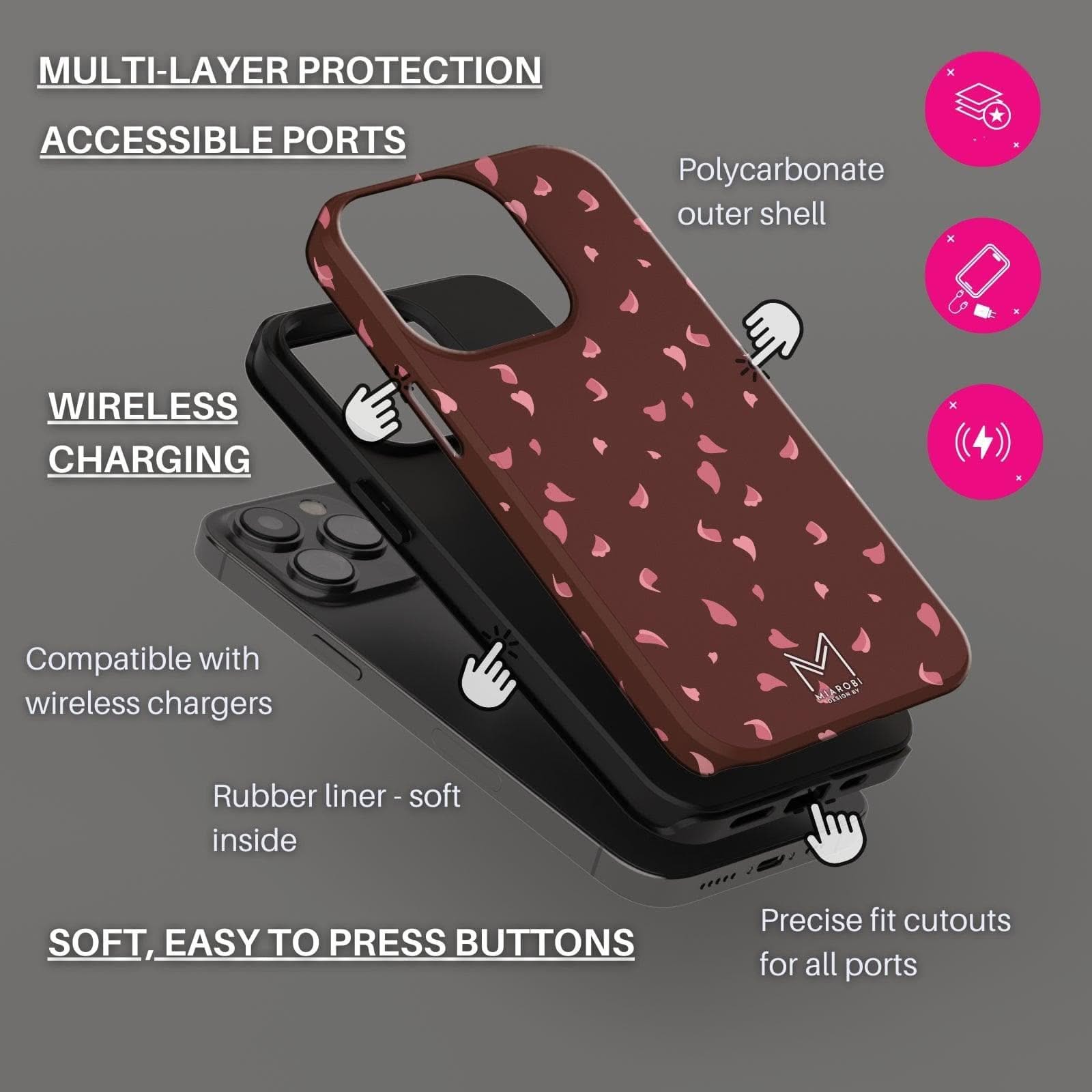 Cherry Blossom (Brown) Phone Case - Miarobi Design By
