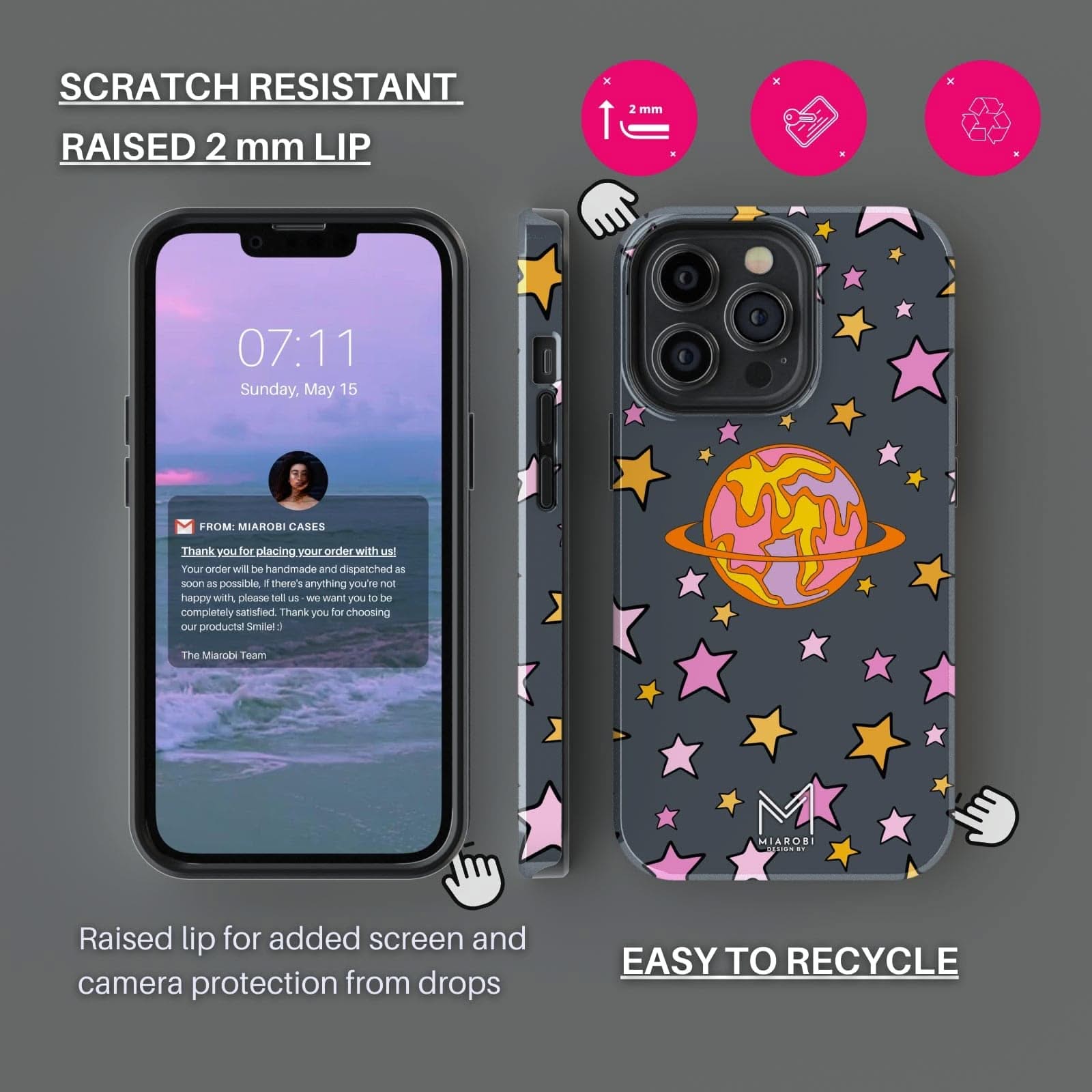 Cosmic Dreams (Gray) Phone Case - Miarobi Design By