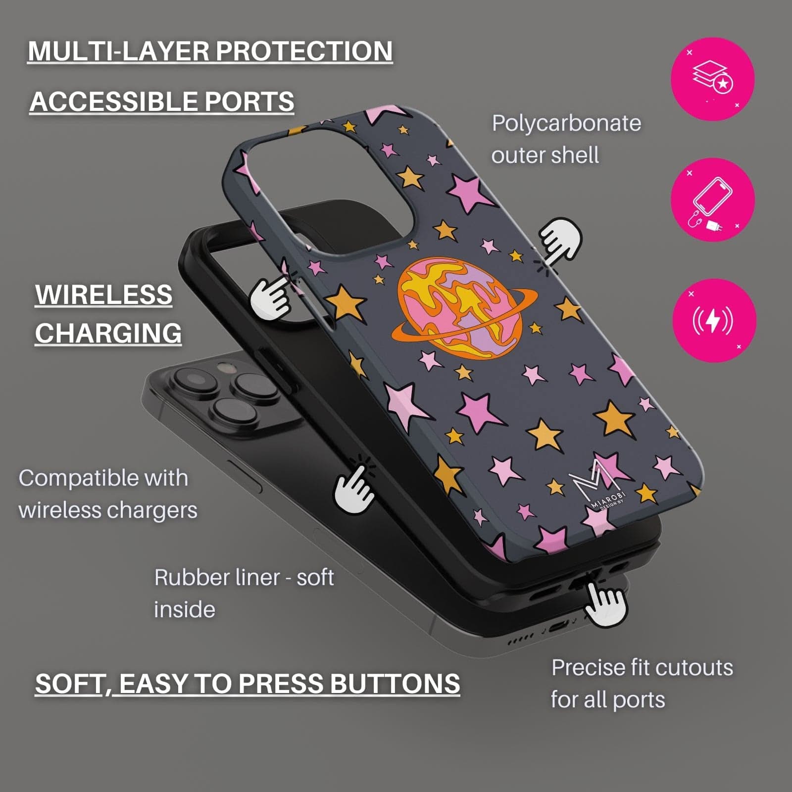 Cosmic Dreams (Gray) Phone Case - Miarobi Design By