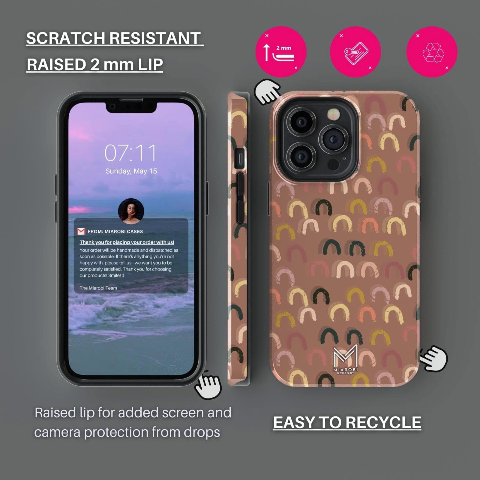 Crazy Rainbow (Latte) Phone Case - Miarobi Design By