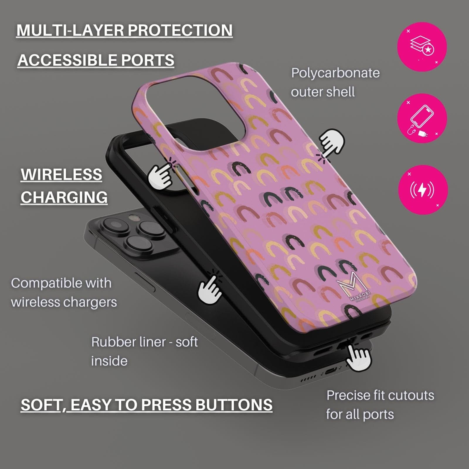 Crazy Rainbow (Pink) Phone Case - Miarobi Design By
