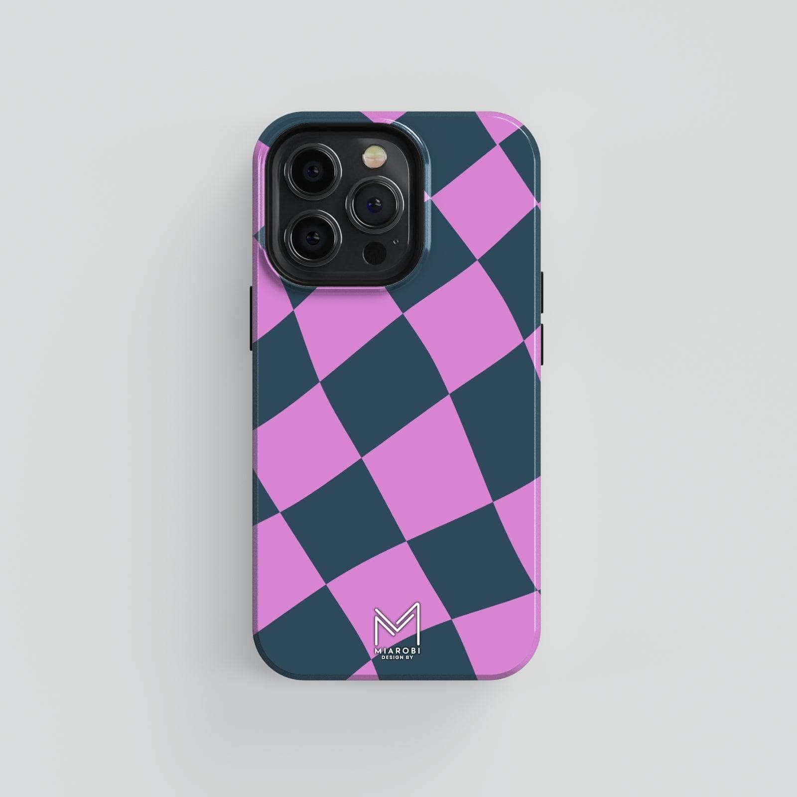 Distorted Checkers (Pink) Phone Case - Miarobi Design By