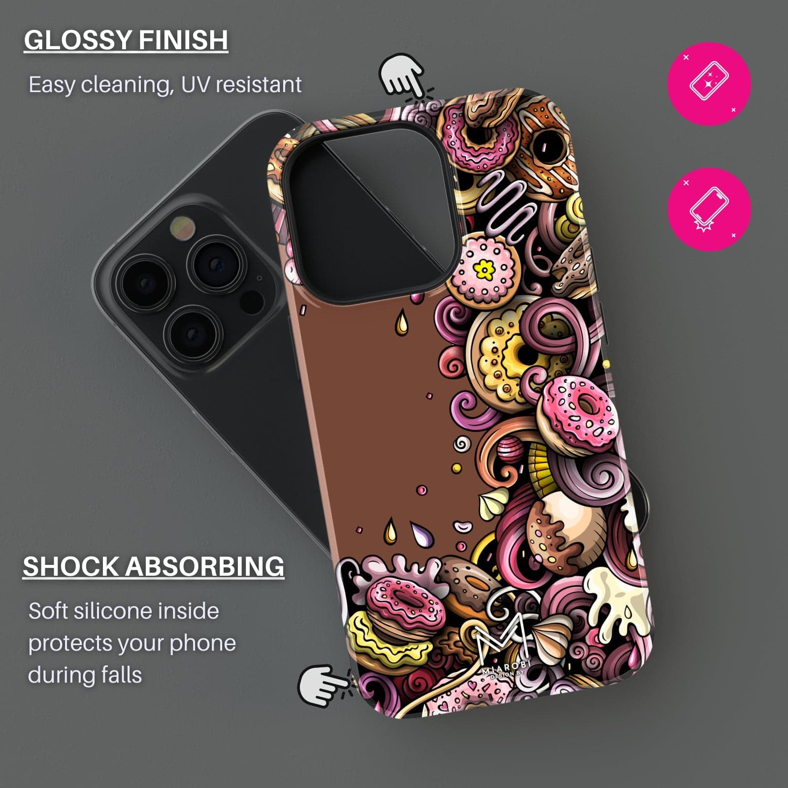 Donut Drama (Brown) Phone Case - Miarobi Design By