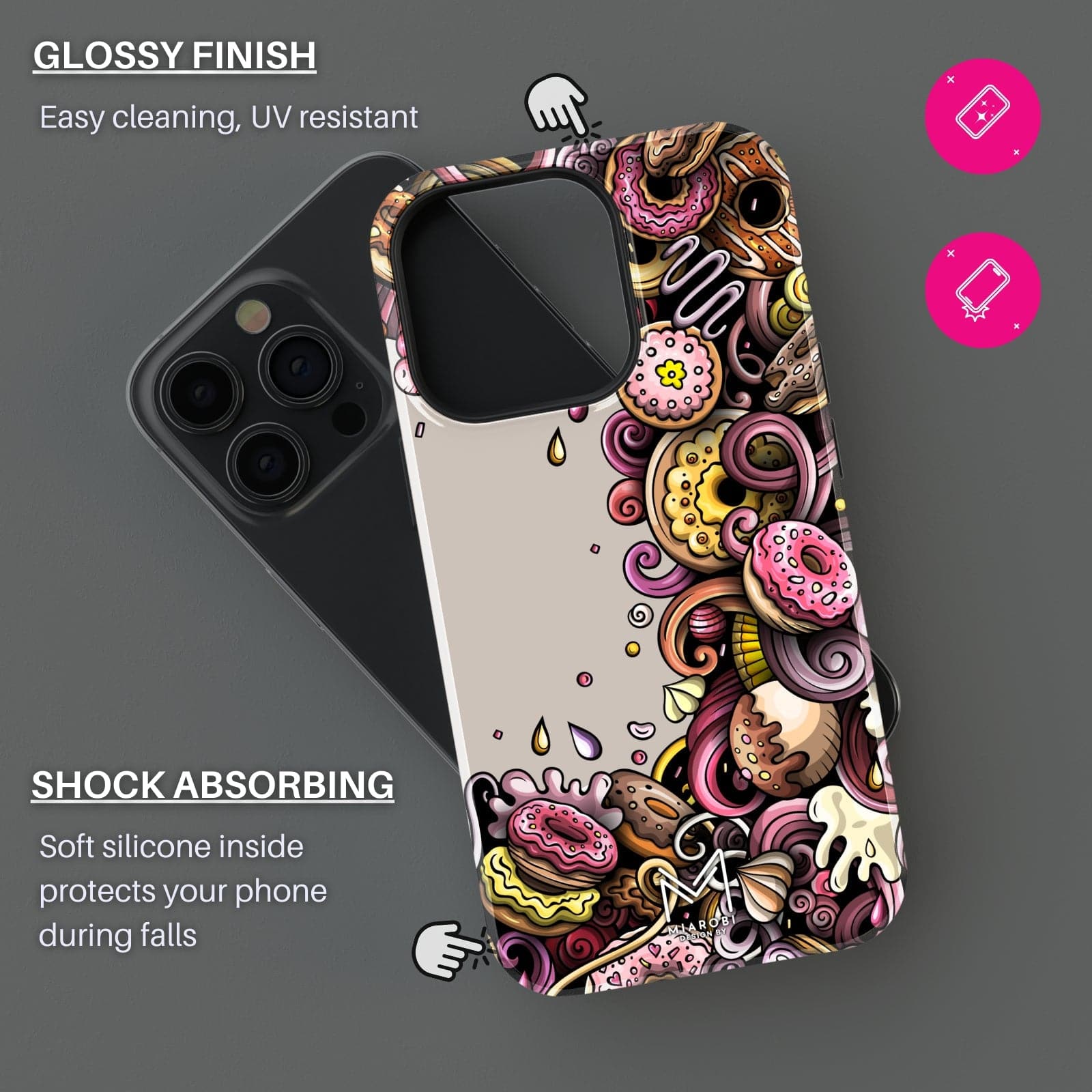 Donut Drama (Latte) Phone Case - Miarobi Design By