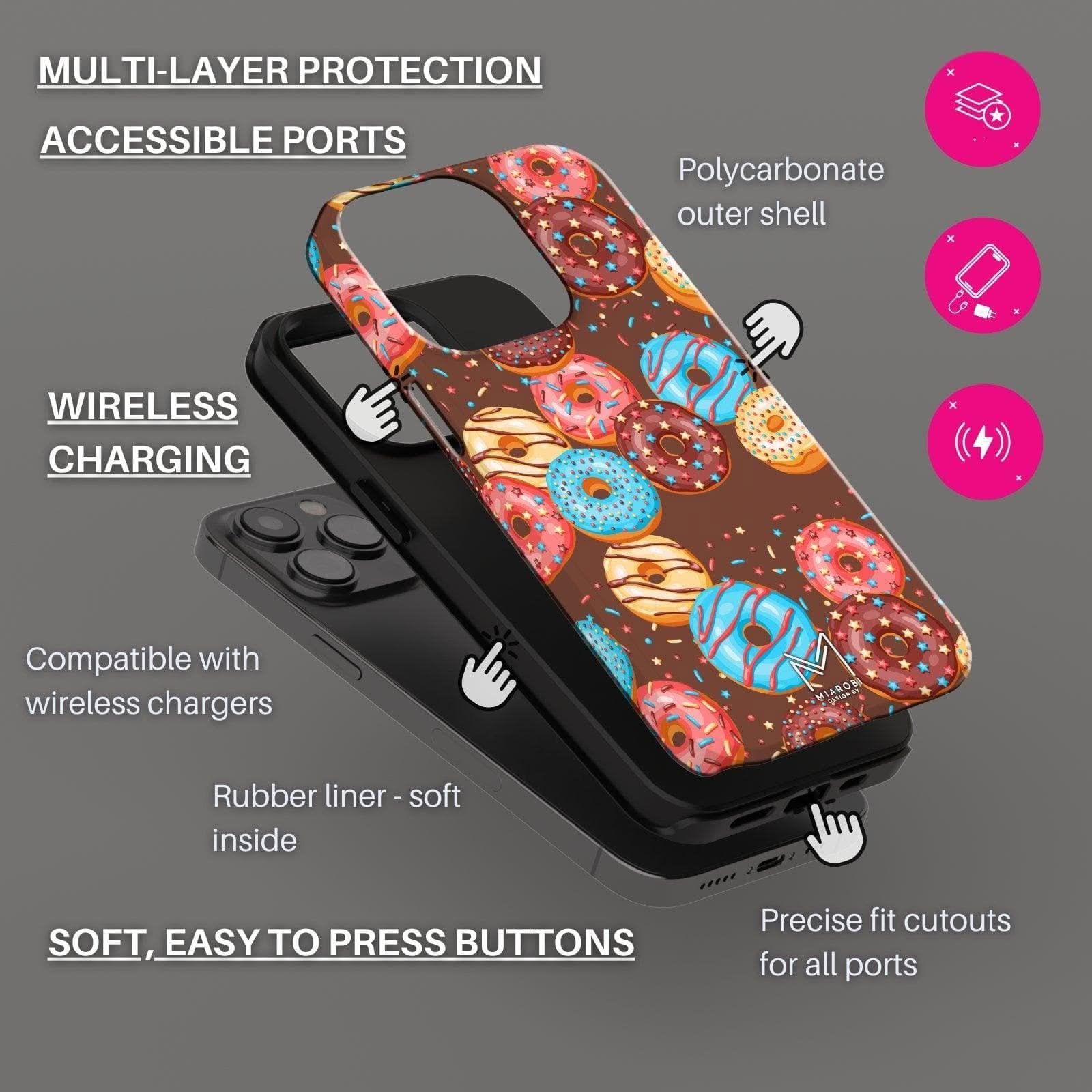 Donut Party (Brown) Phone Case - Miarobi Design By