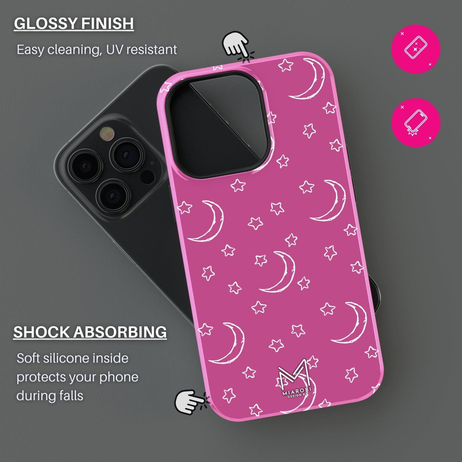 Moon & Stars (Pink) Phone Case - Miarobi Design By