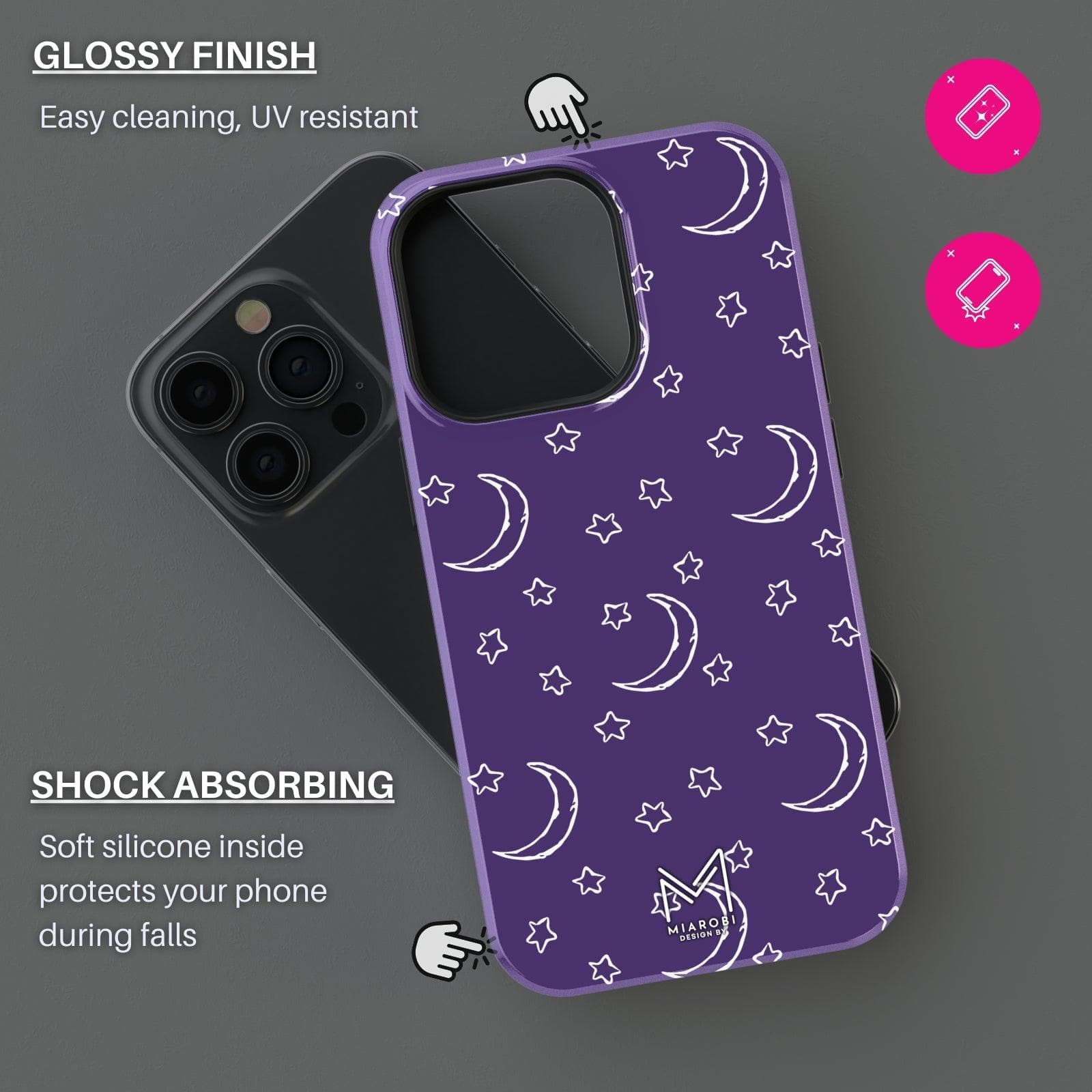 Moon & Stars (Purple) Phone Case - Miarobi Design By