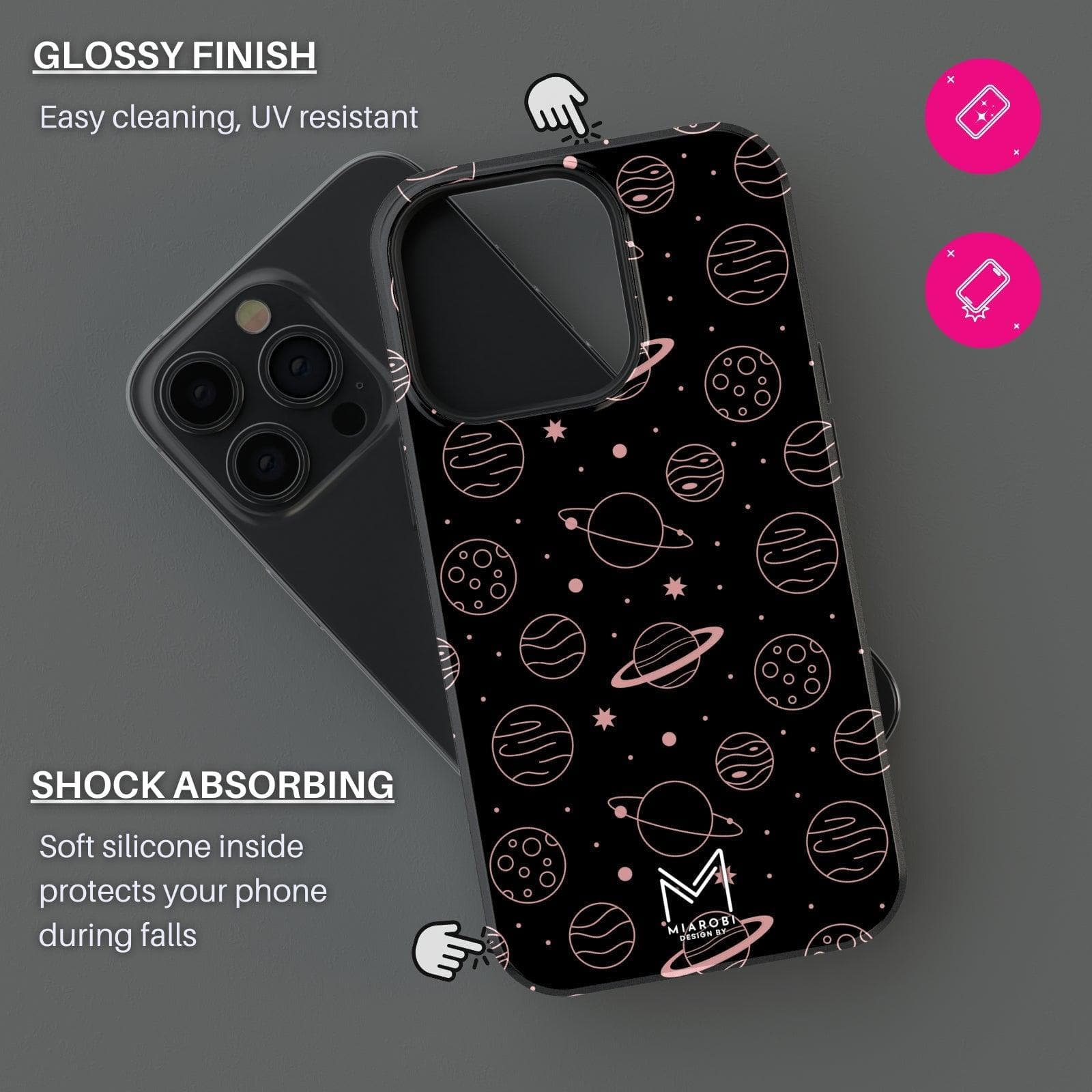 Moonstruck Celestial Beauty (Black) Phone Case - Miarobi Design By