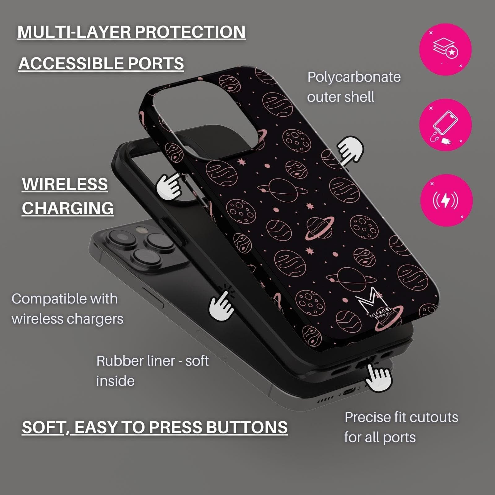 Moonstruck Celestial Beauty (Black) Phone Case - Miarobi Design By