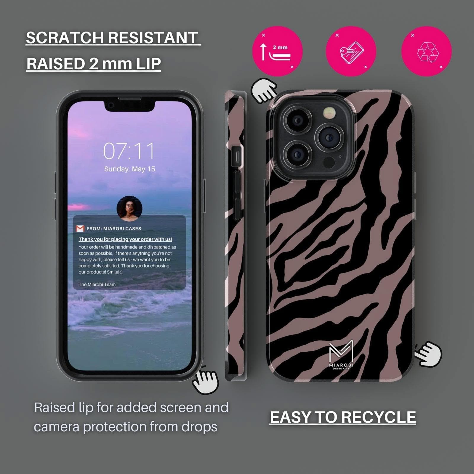 Power Stripes Confidence (Brown) Phone Case - Miarobi Design By