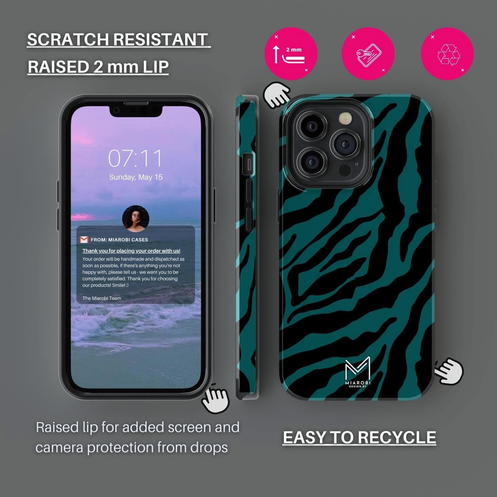Power Stripes Confidence (Teal) Phone Case - Miarobi Design By