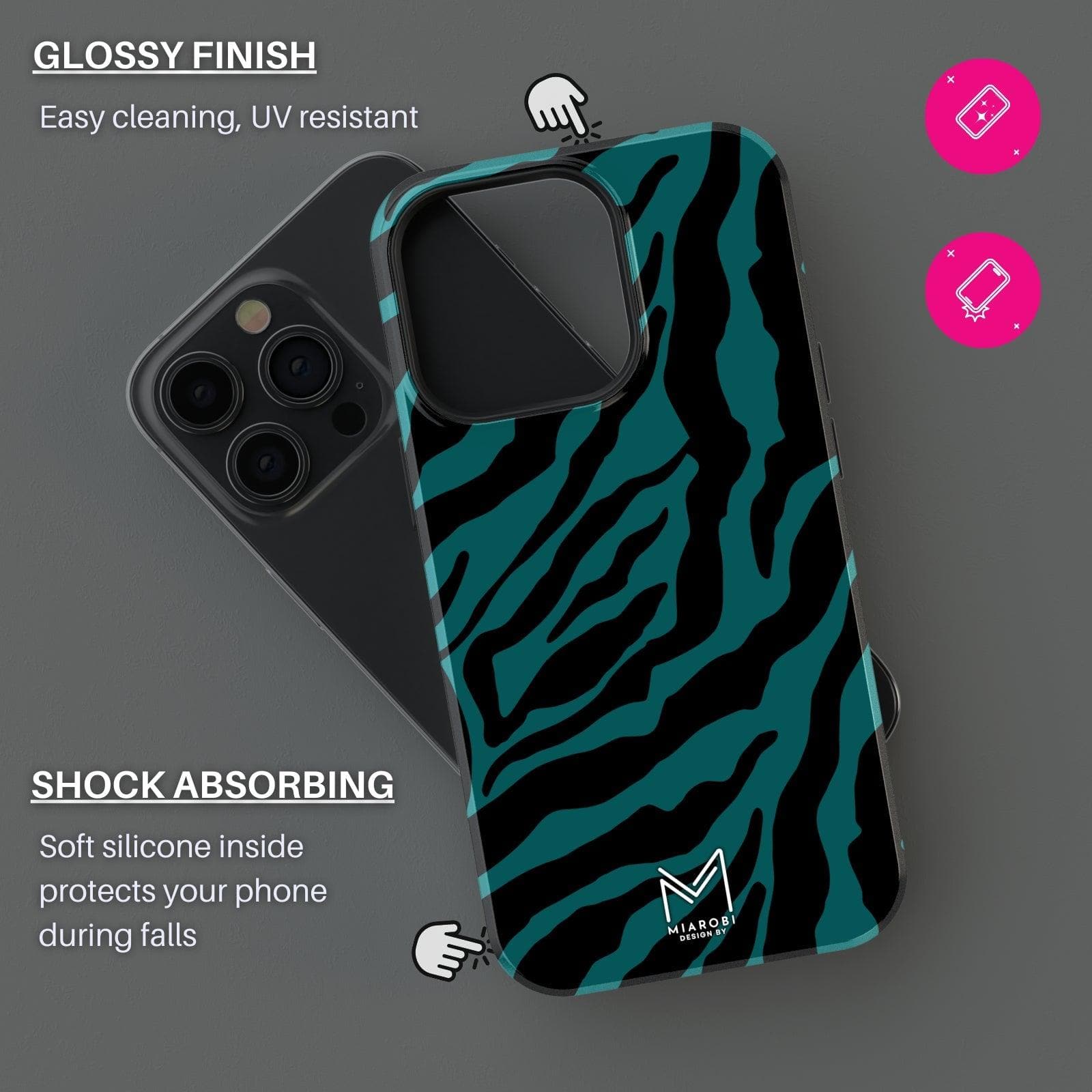 Power Stripes Confidence (Teal) Phone Case - Miarobi Design By