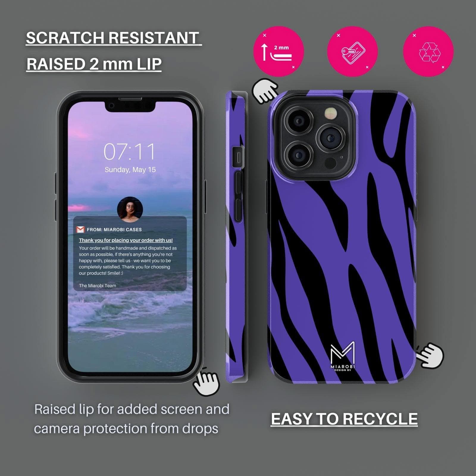 Timeless Zebra Chic (Blue) Phone Case - Miarobi Design By