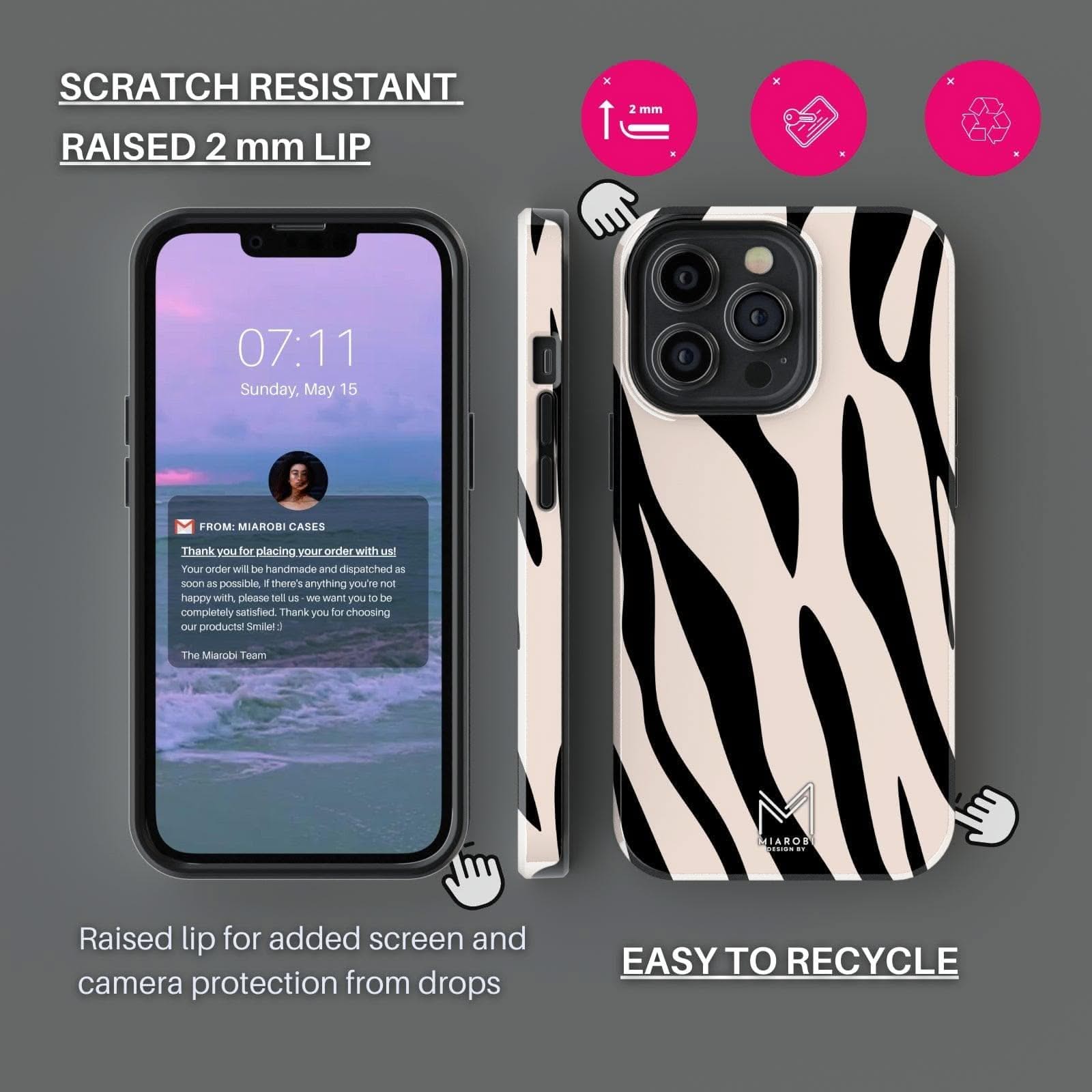 Timeless Zebra Chic (Latte) Phone Case - Miarobi Design By