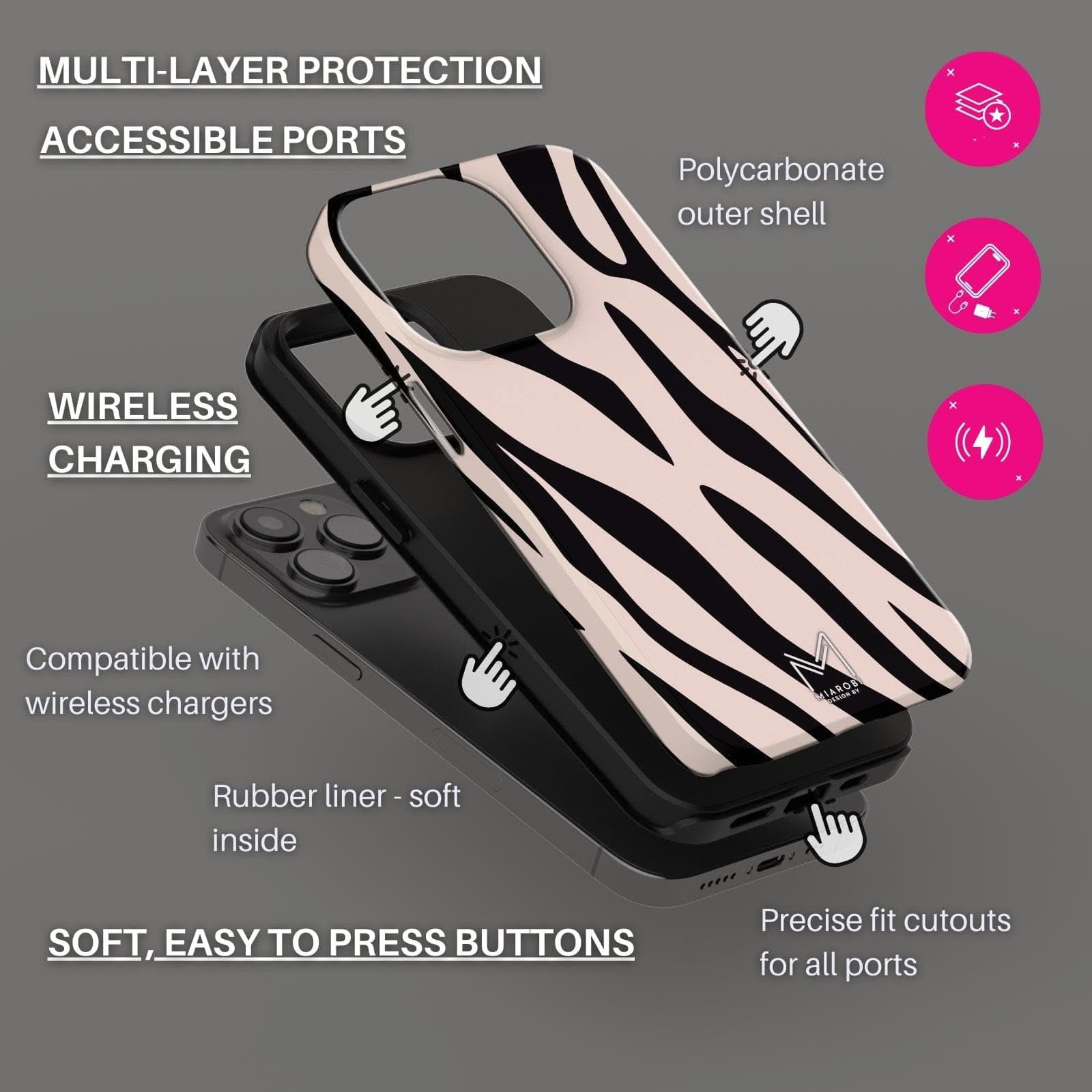 Timeless Zebra Chic (Latte) Phone Case - Miarobi Design By