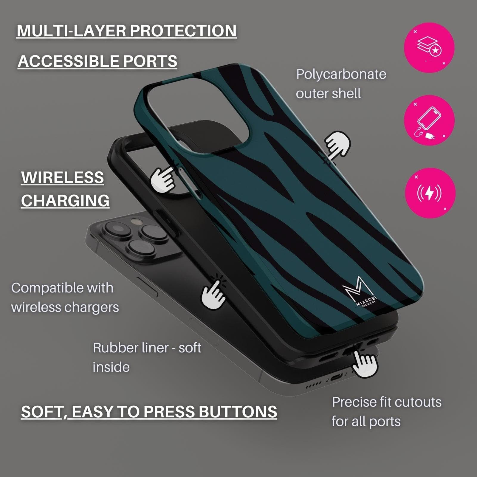 Timeless Zebra Chic (Teal) Phone Case - Miarobi Design By