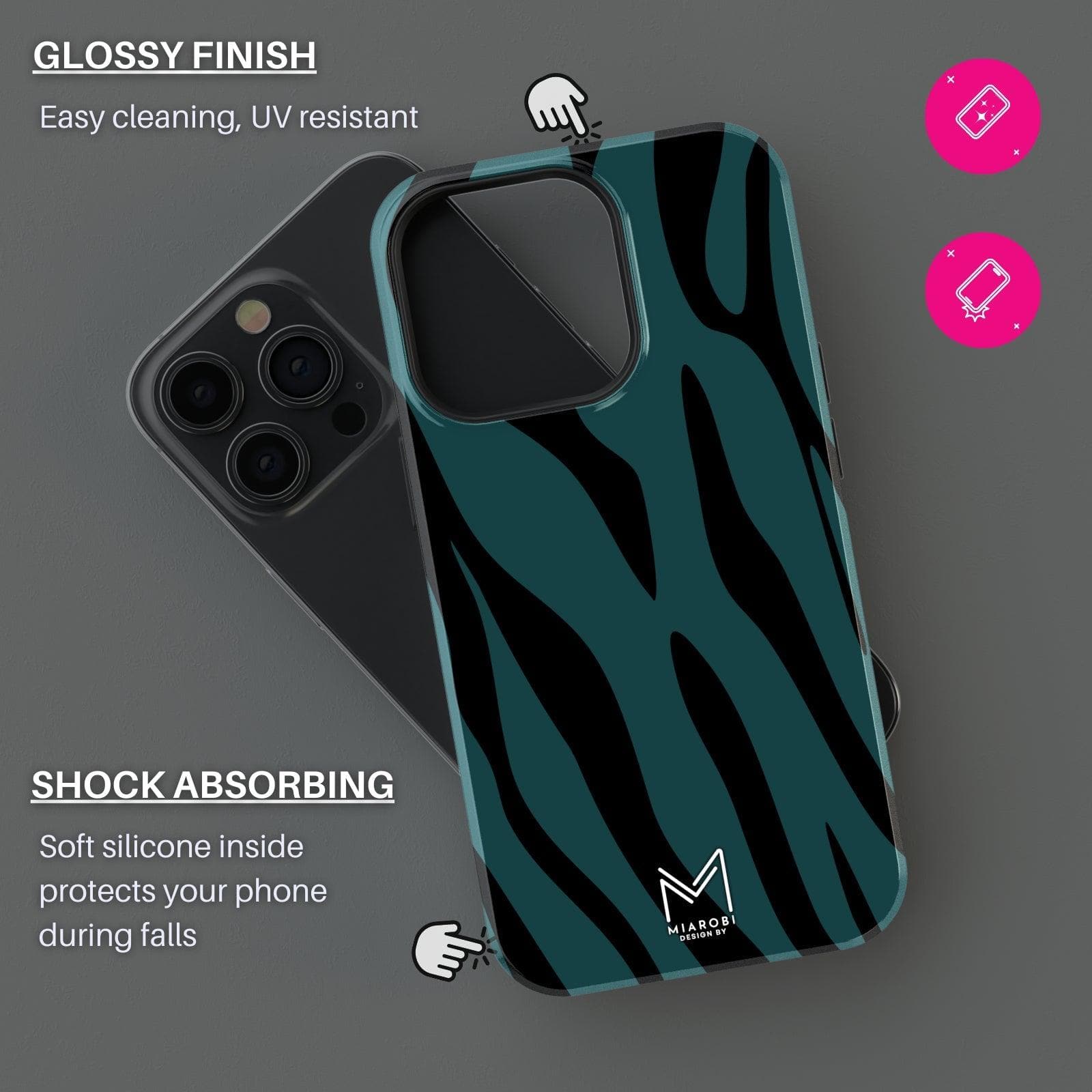 Timeless Zebra Chic (Teal) Phone Case - Miarobi Design By